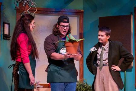 The man-eating plant talks to actors in Little Shop of Horrors